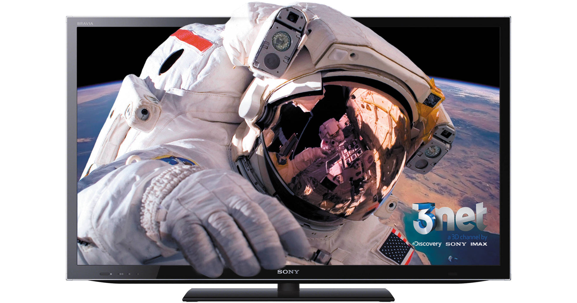 TV screen displaying an astronaut in space with 3net logo