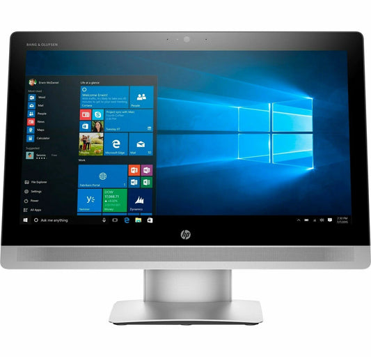 HP all-in-one computer monitor with Windows operating system on the screen